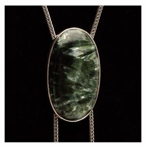 Sterling Silver Seraphinite Stone Bolo Necklace by Meg Girard